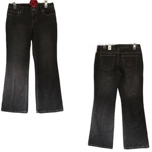 6P ANN TAYLOR LOFT BLACK VARIEGATED  FLARED JEANS